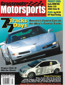 GRASSROOTS MOTORSPORTS 2002 SEPT - VOLVO 122, 2002 CIVIC Si, BMW M3, JAG XK120*